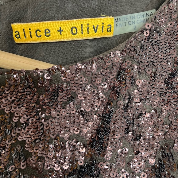 Alice + Olivia Valerie asymmetrical brown sequin dress size 2 - Picture 6 of 10